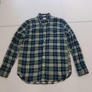 J.Crew Shirt Mens Medium Navy Plaid Slim Button Down Long Sleeve Gauze Gorpcore